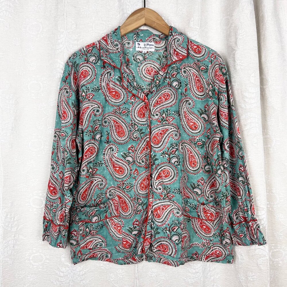 The Fox and the Mermaid Venice paisley print pajama top buttoned loungewear